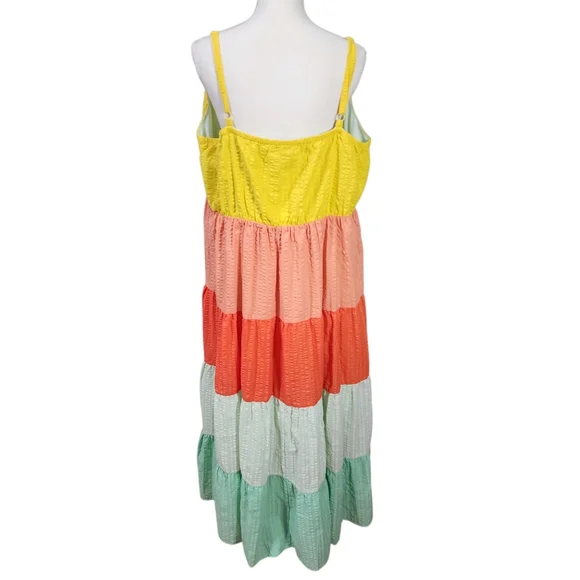 Torrid maxi seersucker tiered‎ colorblock dress size 2 (18/20) - Picture 5 of 8
